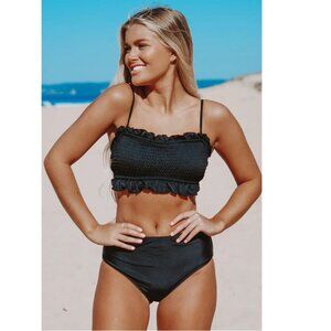 BEACHSISSI Black Stringy Selvedge Ribbed Bikini Set - NEW!